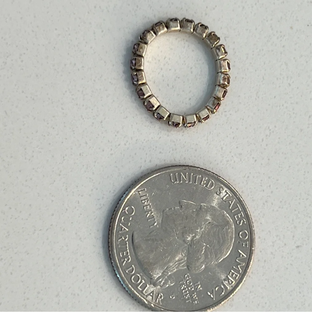 Pink Rhinestone Stretchable Pinky Ring - Picture 5 of 9